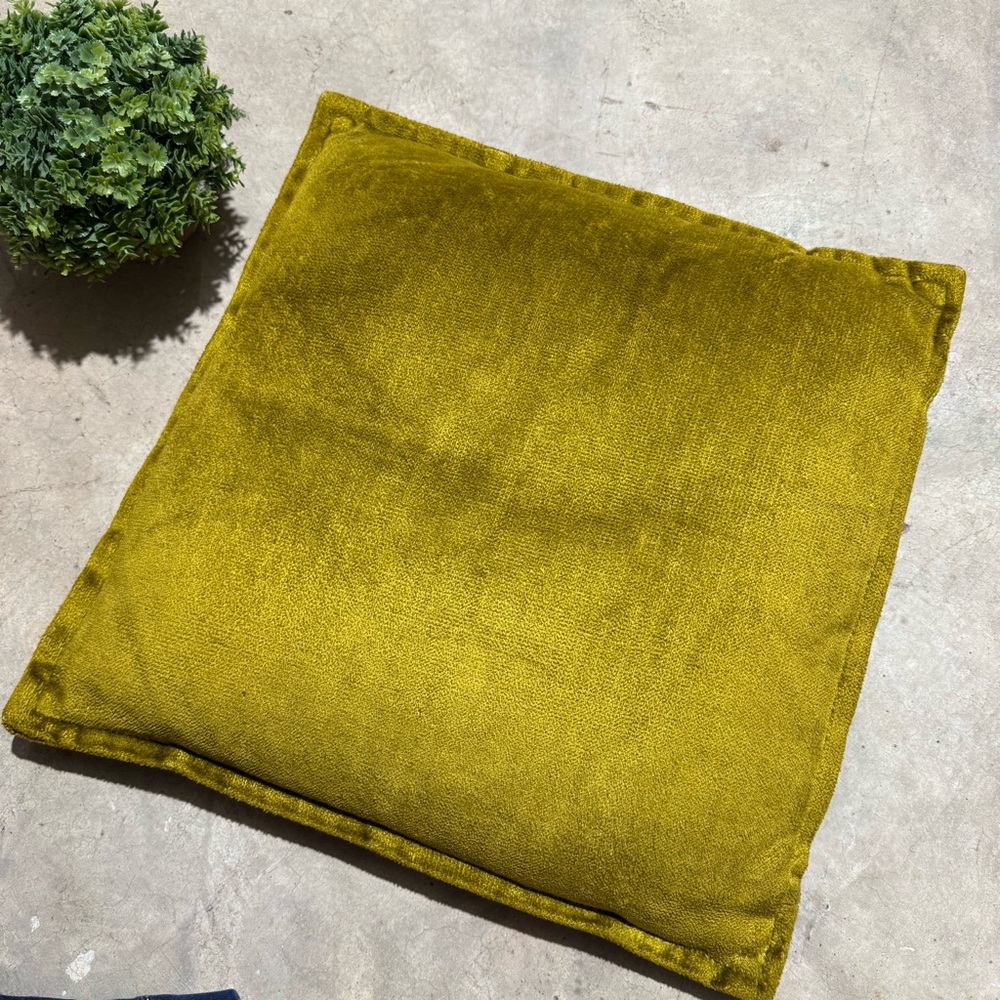 Vintage Retro MCM Avocado Green Velvet Throw Pillow Granny Bohemian Mid Century